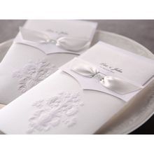 Tri folded classical invitation with embossed pocket and white insert